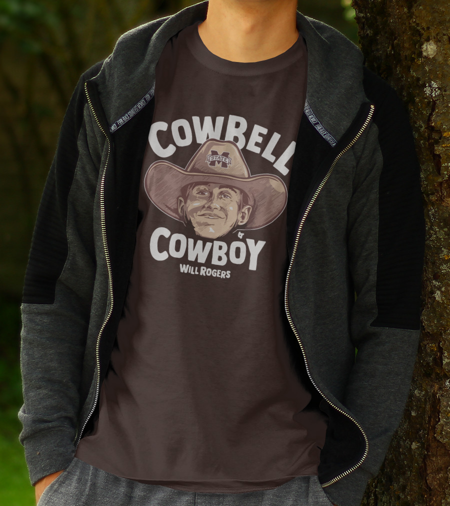 Mississippi State M State Cowbell Cowboy Will Rogers T-Shirt