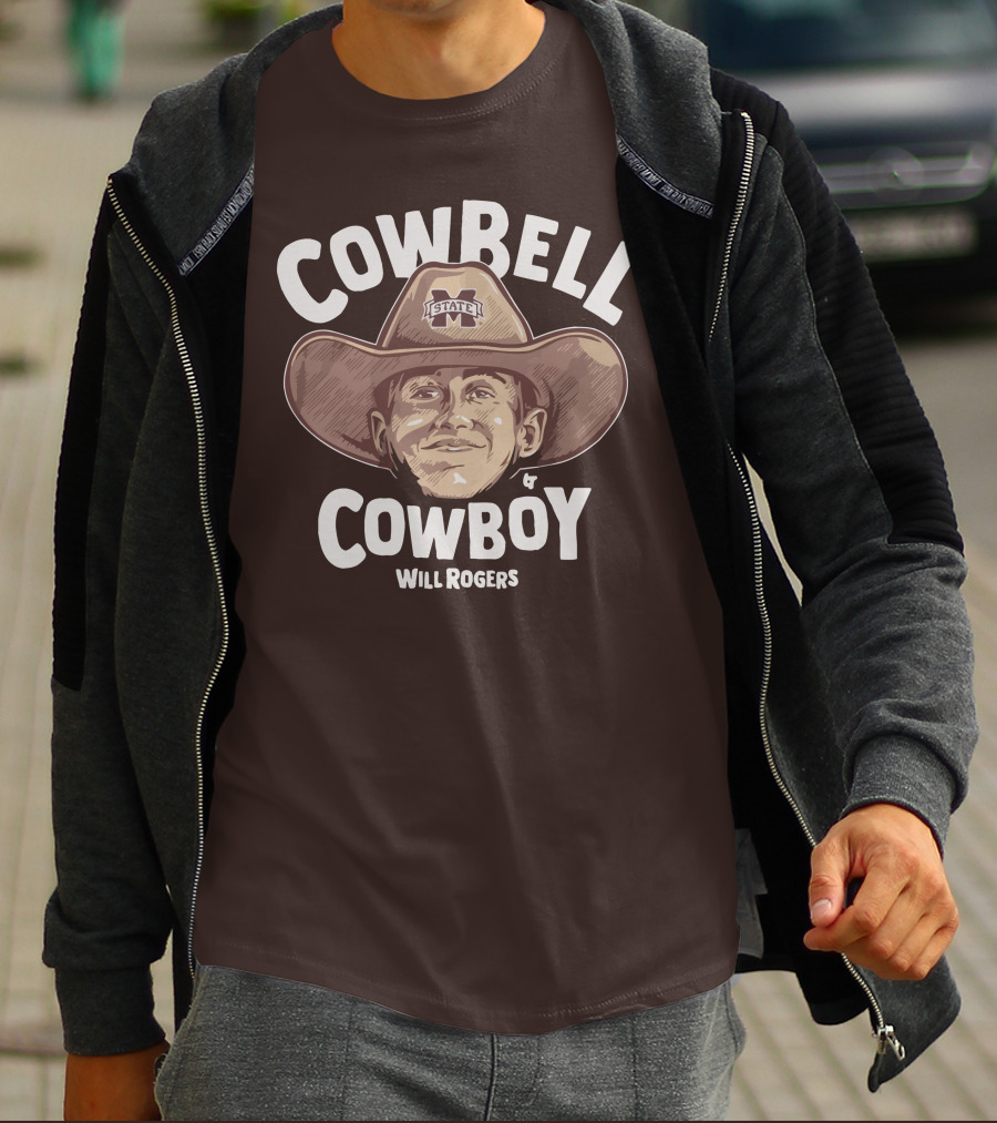 Mississippi State M State Cowbell Cowboy Will Rogers T-Shirt