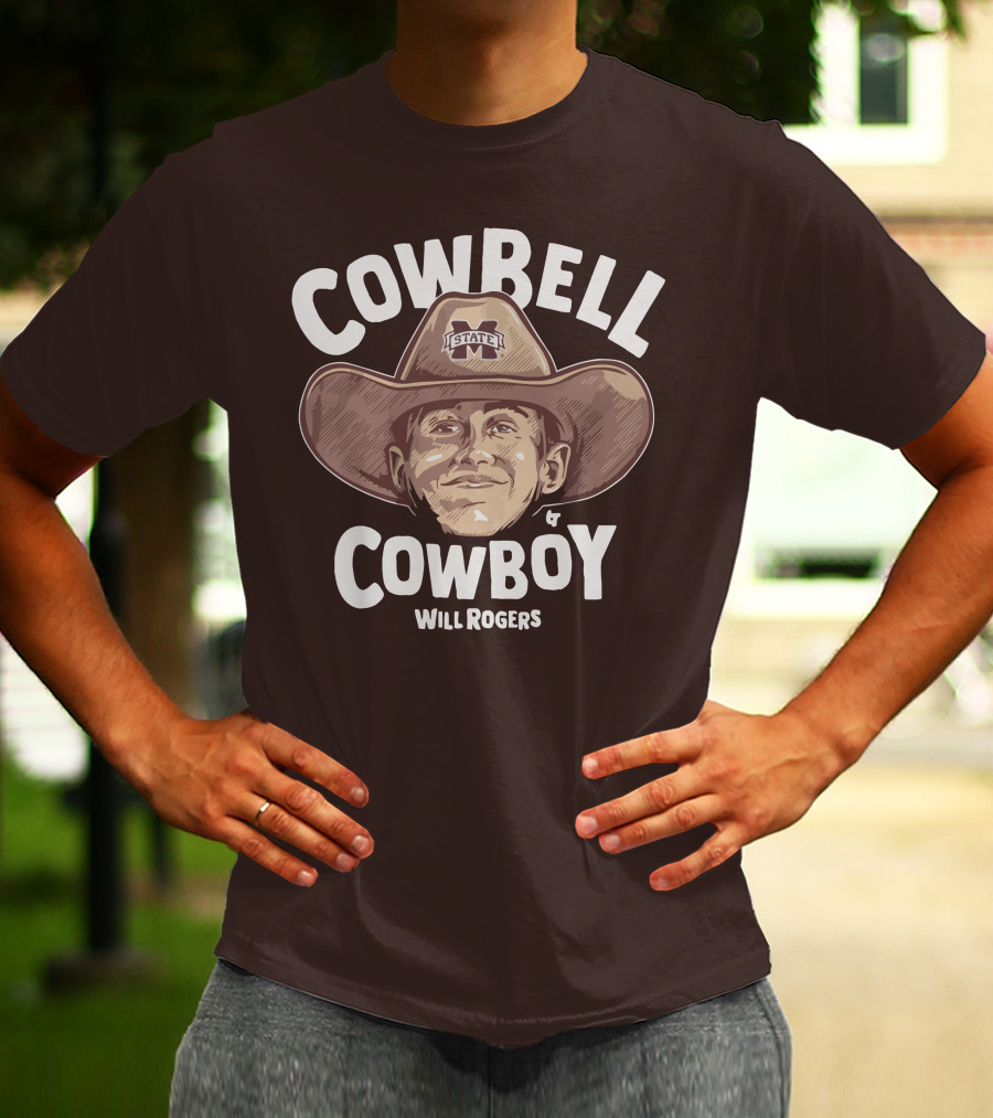 Mississippi State M State Cowbell Cowboy Will Rogers T-Shirt