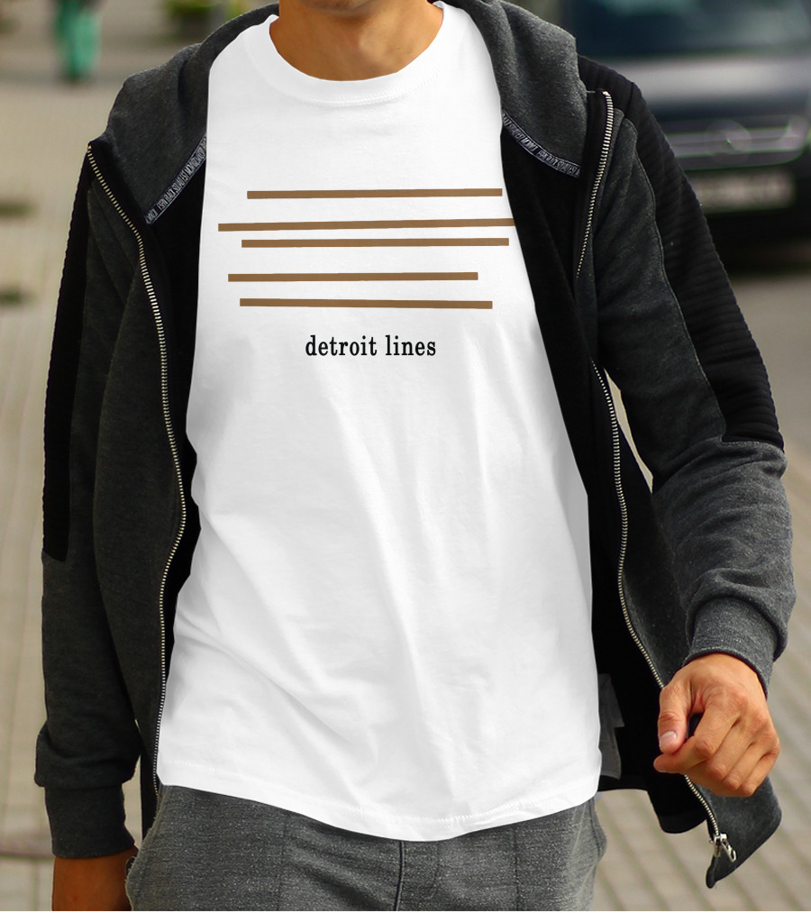 Detroit Lines Minimal Geometric Brown Stripes T-Shirt