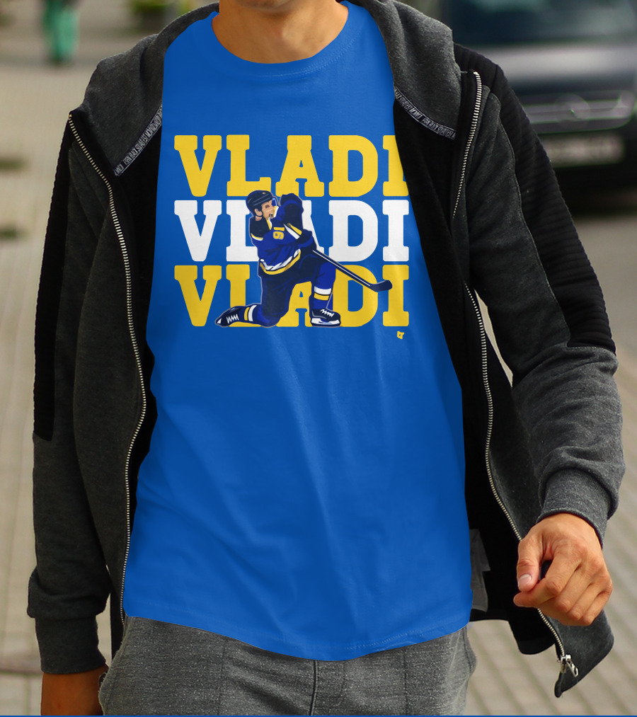 VLADI Chant Hockey Player In Blue And Yellow With Number 91 T-Shirt