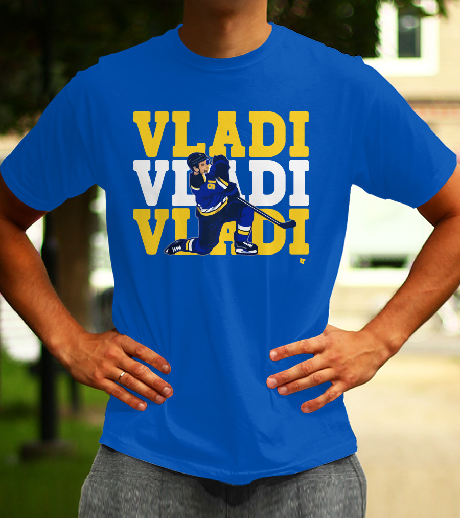 VLADI Chant Hockey Player In Blue And Yellow With Number 91 T-Shirt