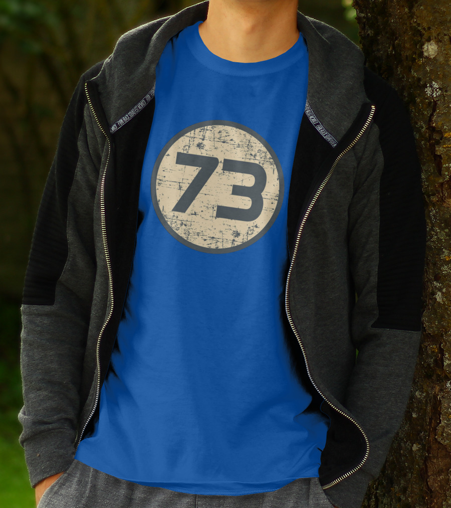 Big Bang Theory Sheldon Cooper 73 Vintage Distressed Blue Circle T-Shirt