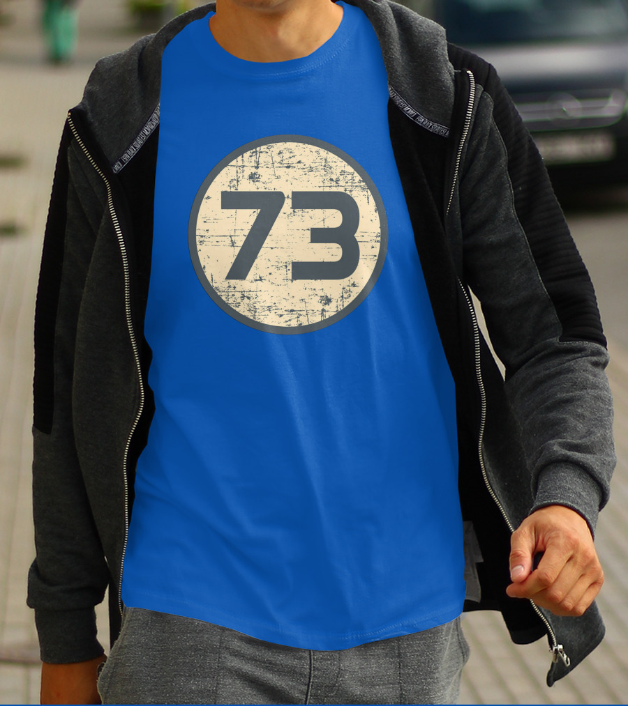 Big Bang Theory Sheldon Cooper 73 Vintage Distressed Blue Circle T-Shirt