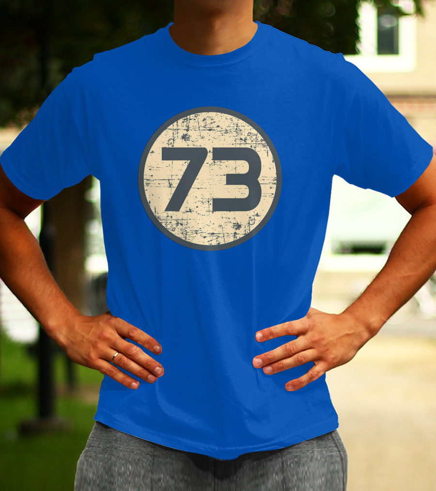 Big Bang Theory Sheldon Cooper 73 Vintage Distressed Blue Circle T-Shirt