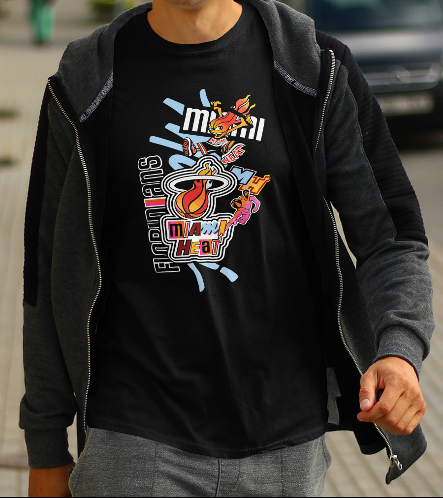 Miami Heat Basketball Mashup Midnight Madness Florida Icons T-Shirt