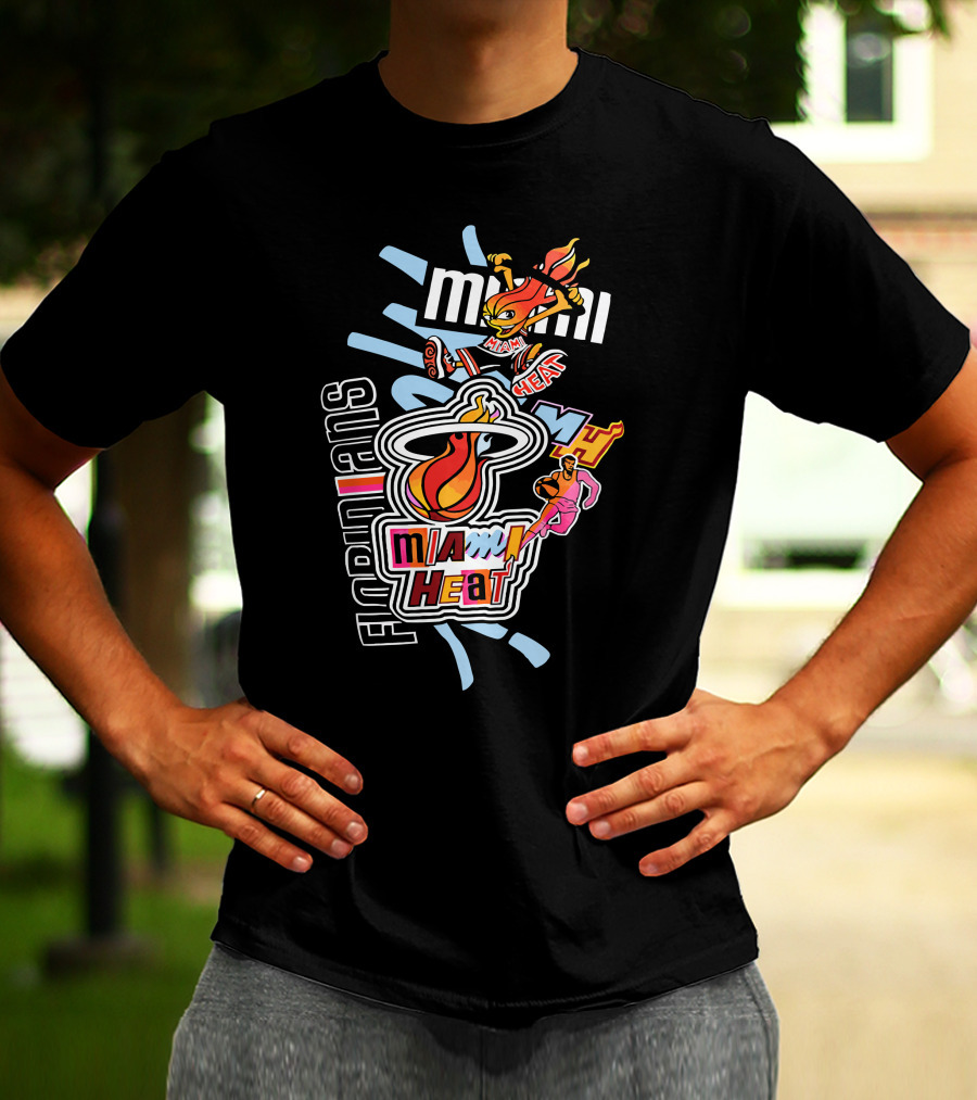 Miami Heat Basketball Mashup Midnight Madness Florida Icons T-Shirt