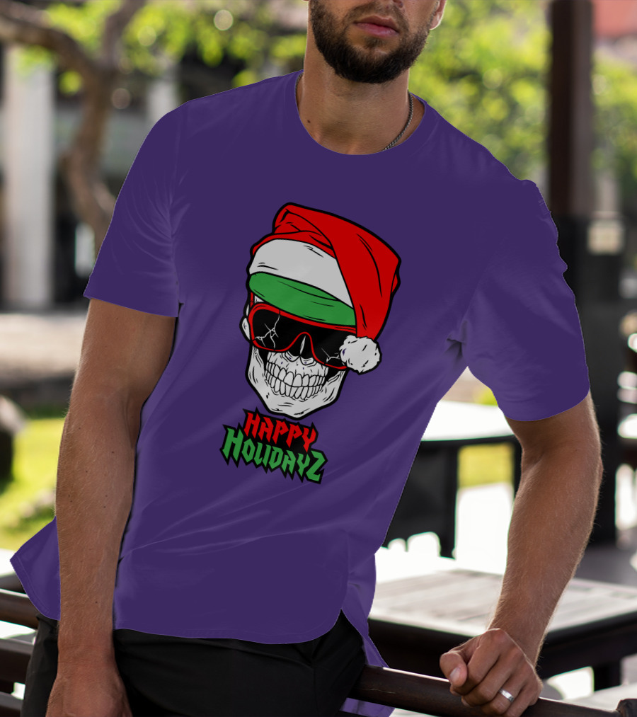 Matt Cardona Happy Holidayz Skull Santa Hat T-Shirt