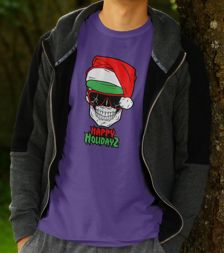 Matt Cardona Happy Holidayz Skull Santa Hat T-Shirt