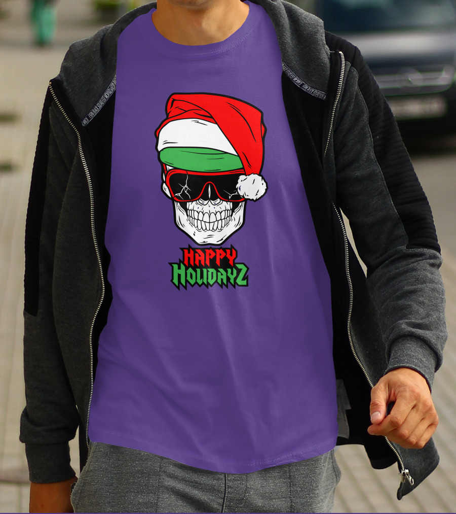 Matt Cardona Happy Holidayz Skull Santa Hat T-Shirt