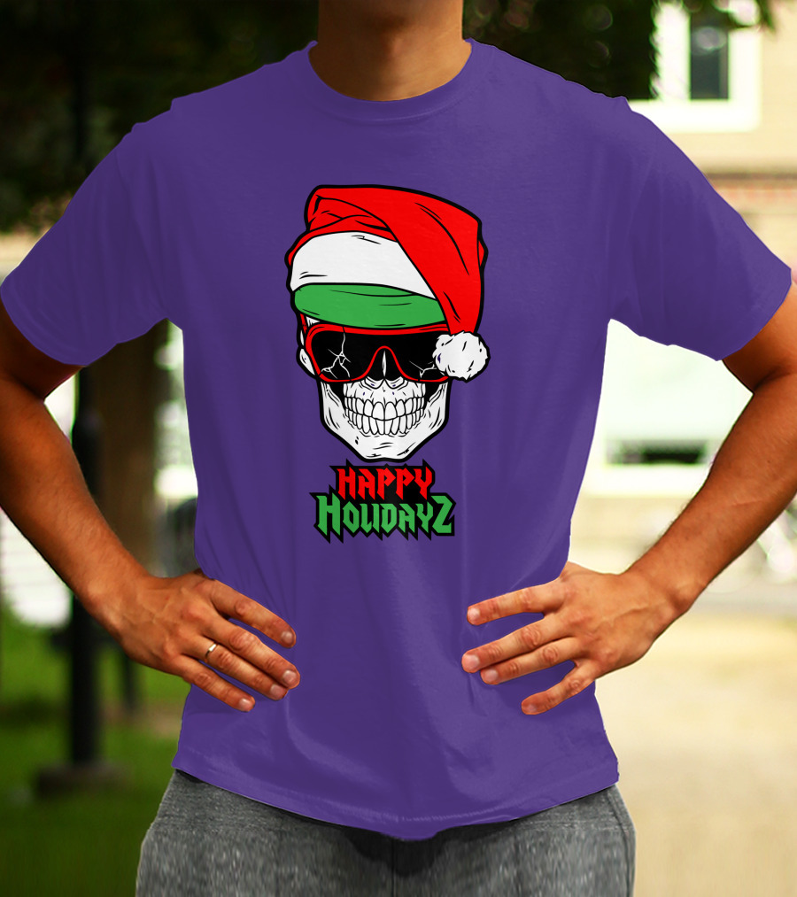 Matt Cardona Happy Holidayz Skull Santa Hat T-Shirt