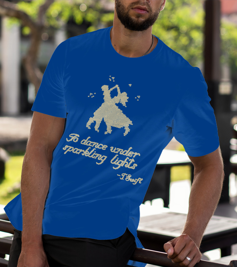 To Dance Under Sparkling Lights T Swift Christmas Tree Farm Blue T-Shirt
