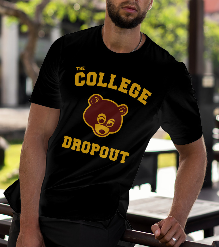 The College Dropout Bear Face Design In T-Shirt