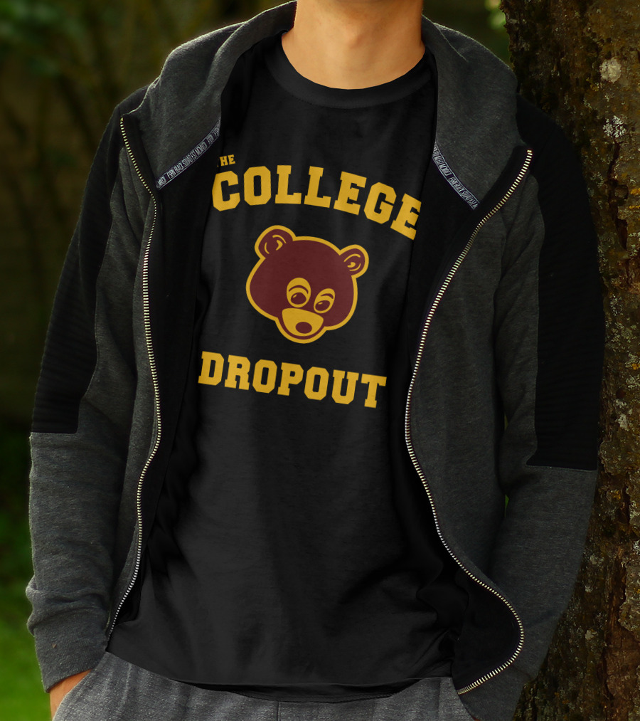 The College Dropout Bear Face Design In T-Shirt