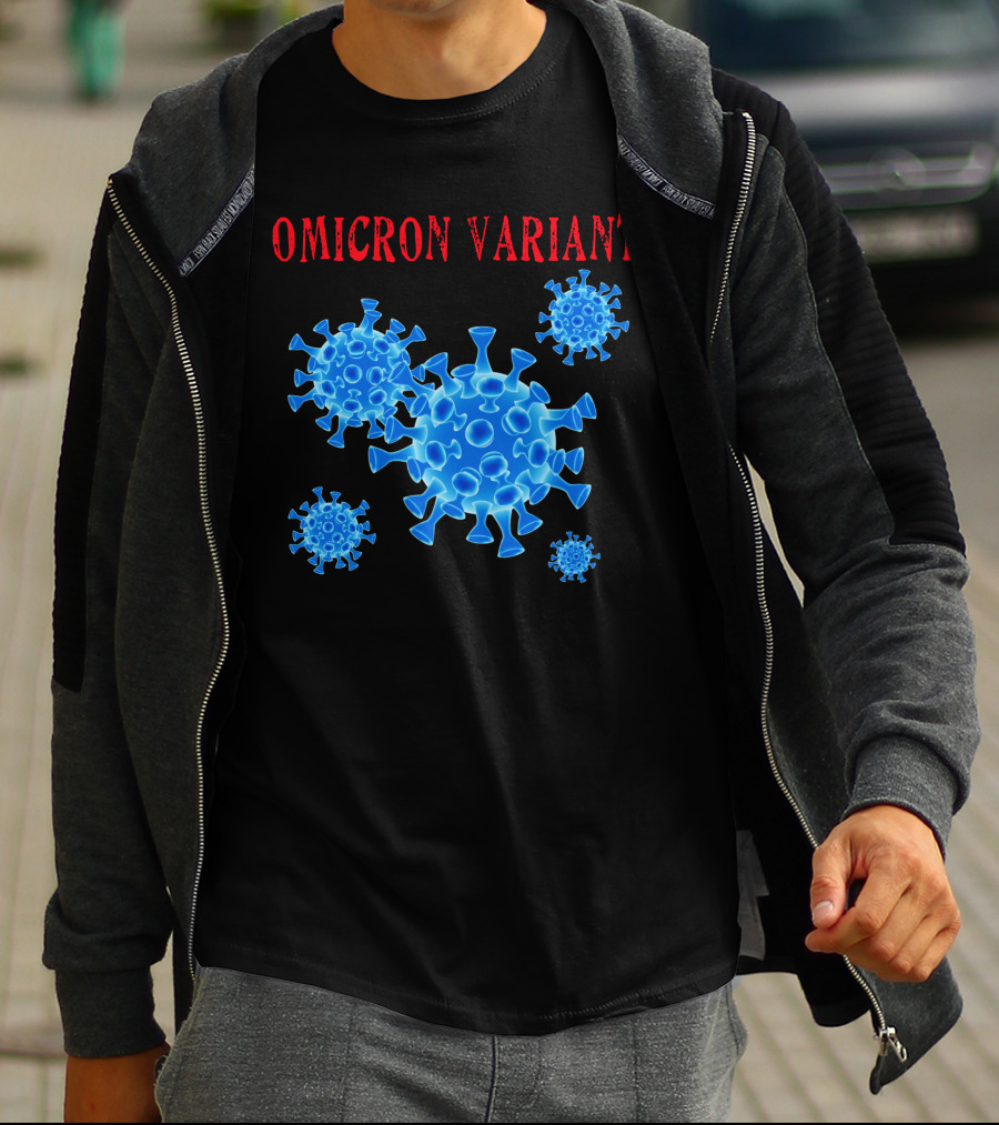 Omicron Variant Virus Graphic Blue Molecular Structure T-Shirt