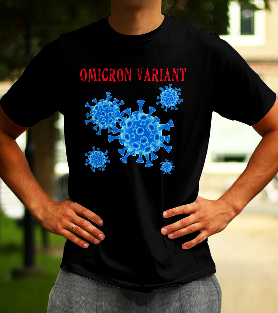 Omicron Variant Virus Graphic Blue Molecular Structure T-Shirt