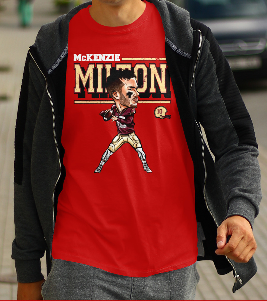 MCKENZIE MILTON FOOTBALL PLAYER CARTOON WITH HELMET NUMBER 10 T-Shirt