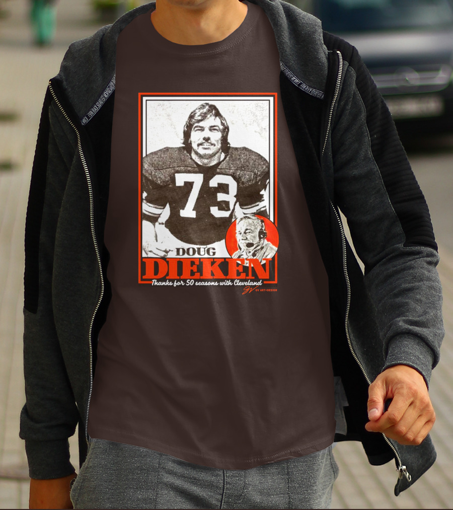 Doug Dieken 50 Seasons With Cleveland Football Number 73 Honors T-Shirt