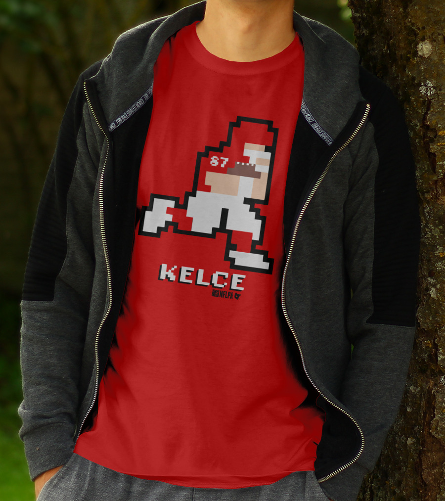 Kelce 87 NFLPA 8 Bit Retro Football Red T-Shirt