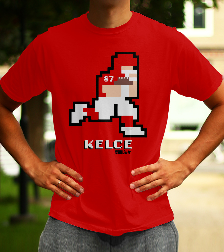 Kelce 87 NFLPA 8 Bit Retro Football Red T-Shirt