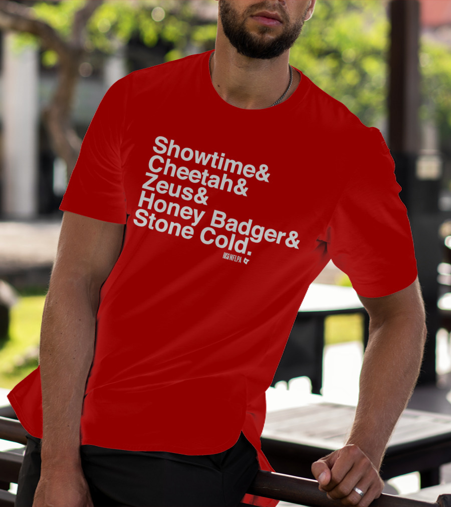 Showtime Cheetah Zeus Honey Badger Stone Cold NFLPA T-Shirt