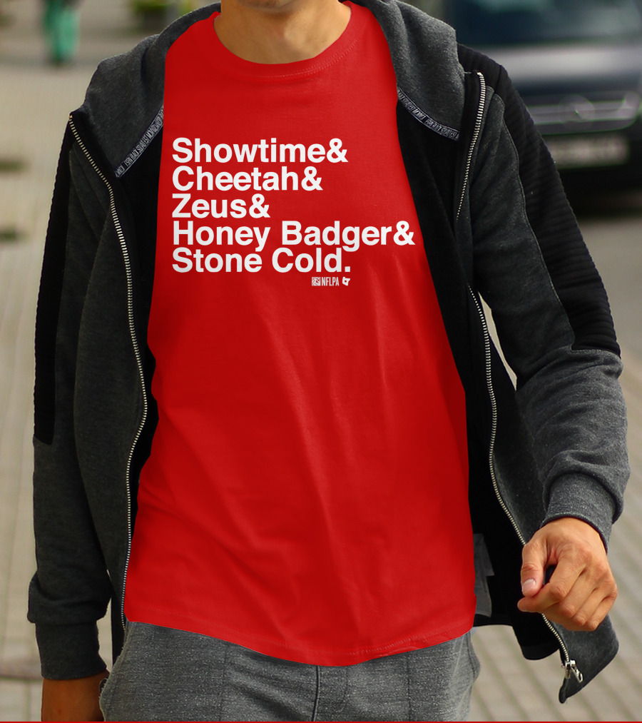 Showtime Cheetah Zeus Honey Badger Stone Cold NFLPA T-Shirt