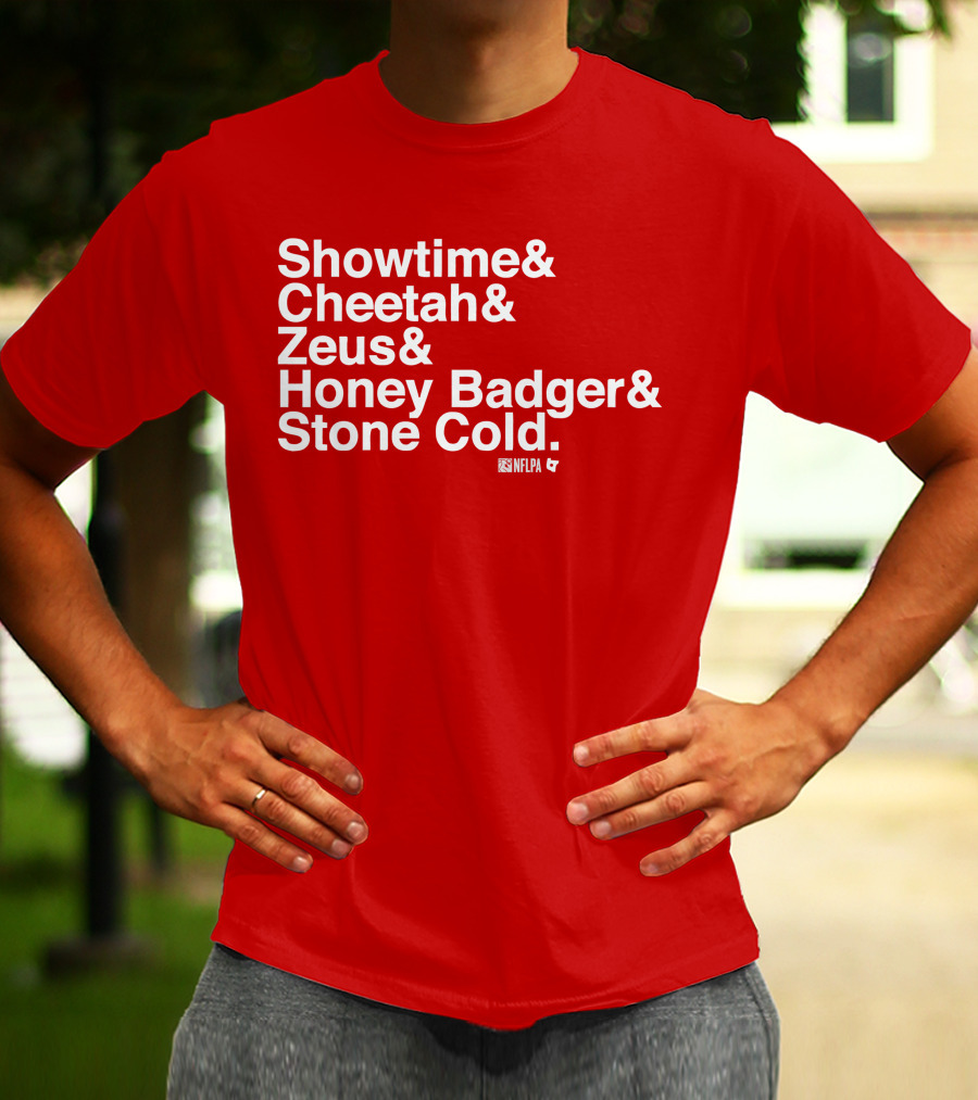 Showtime Cheetah Zeus Honey Badger Stone Cold NFLPA T-Shirt