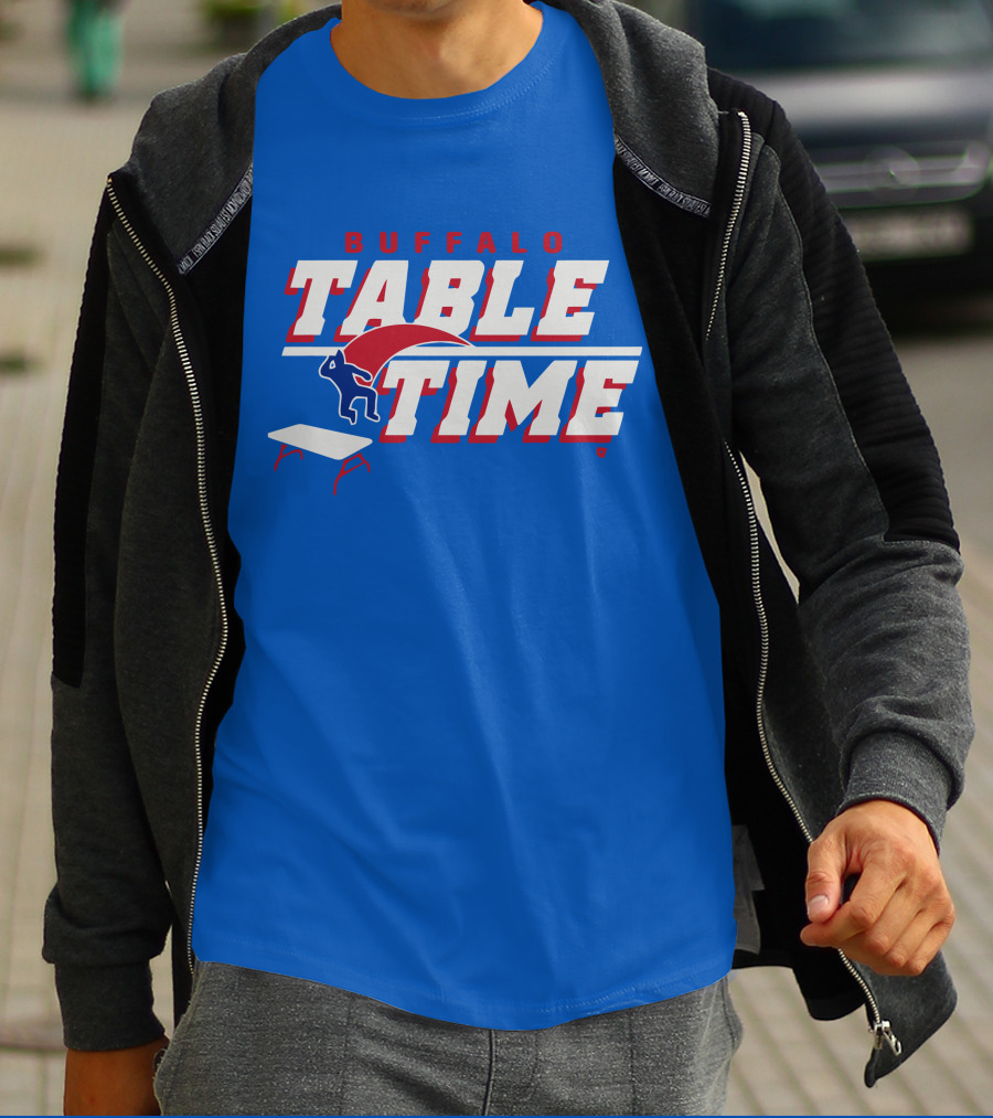 Buffalo Bills Table Time Jumping Through Folding Table T-Shirt
