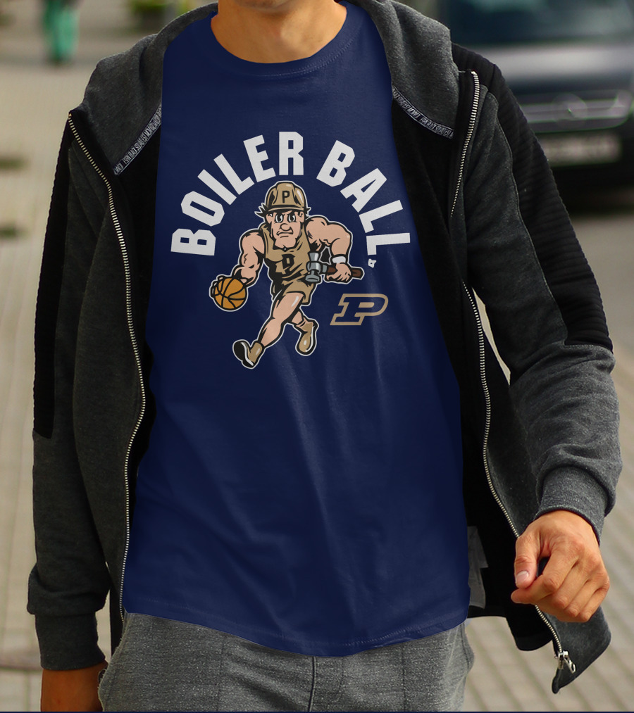 Purdue Boiler Ball Mascot Dribbling Basketball T-Shirt