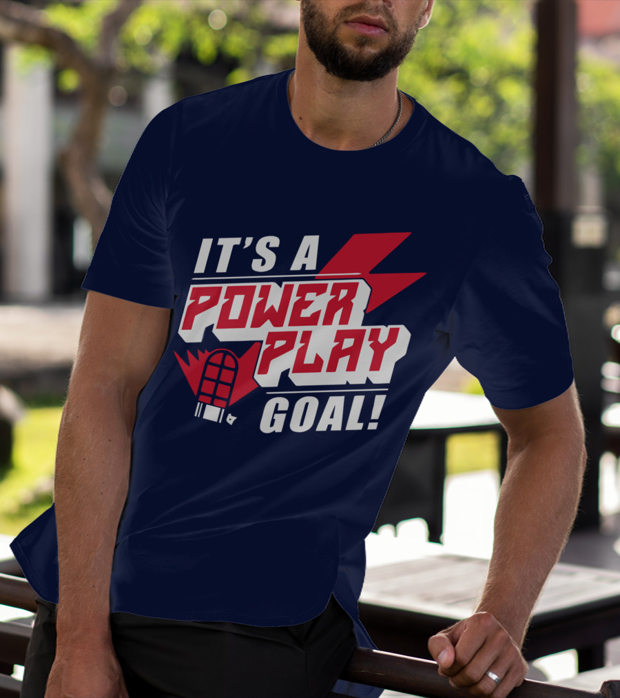 IT'S A POWER PLAY GOAL Retro Hockey Net Lightning Bolt T-Shirt
