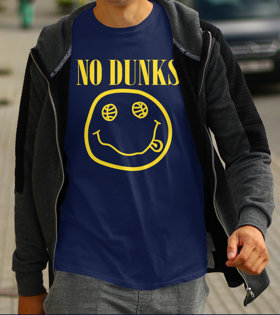 No Dunks Smiley Face Basketball Eyes T-Shirt