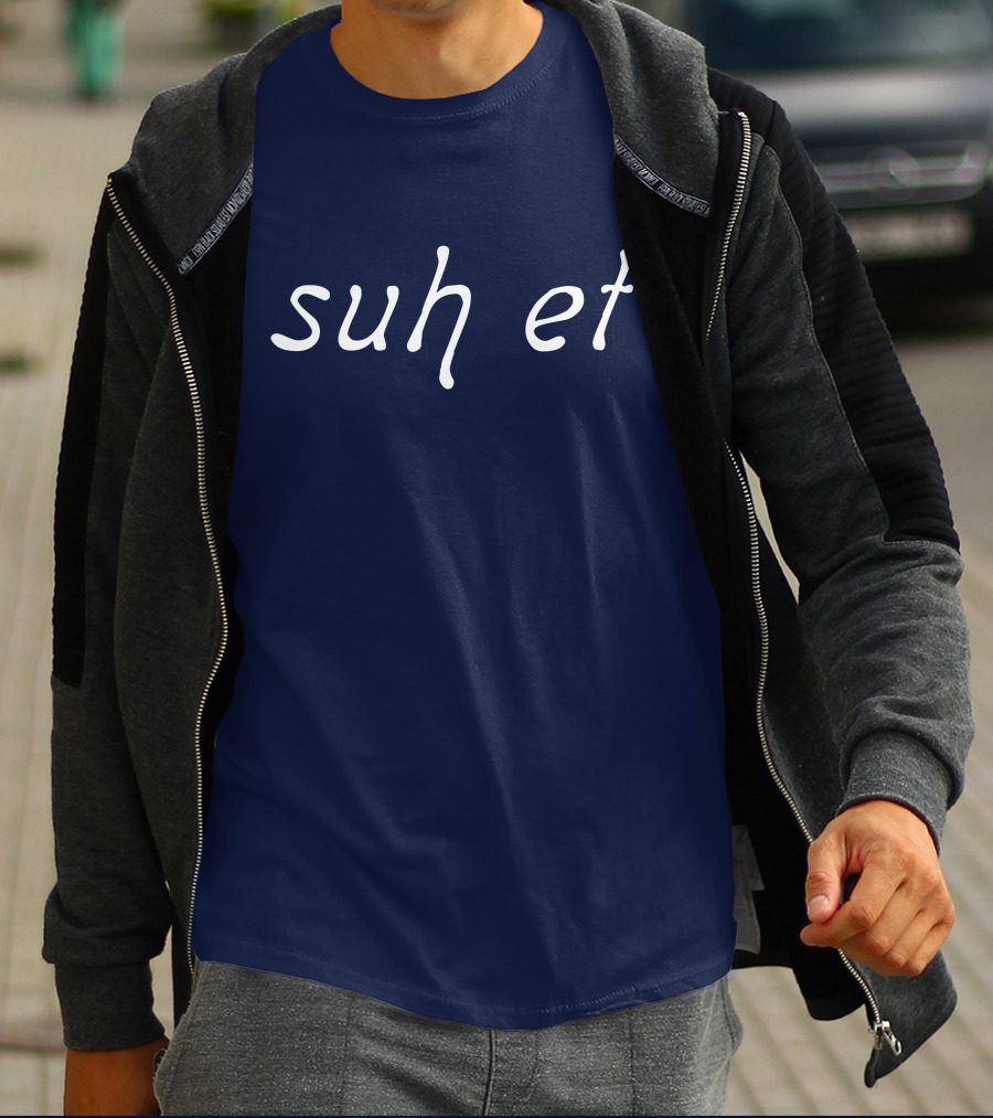 Suh Et Minimalist Text Design Navy Blue T-Shirt