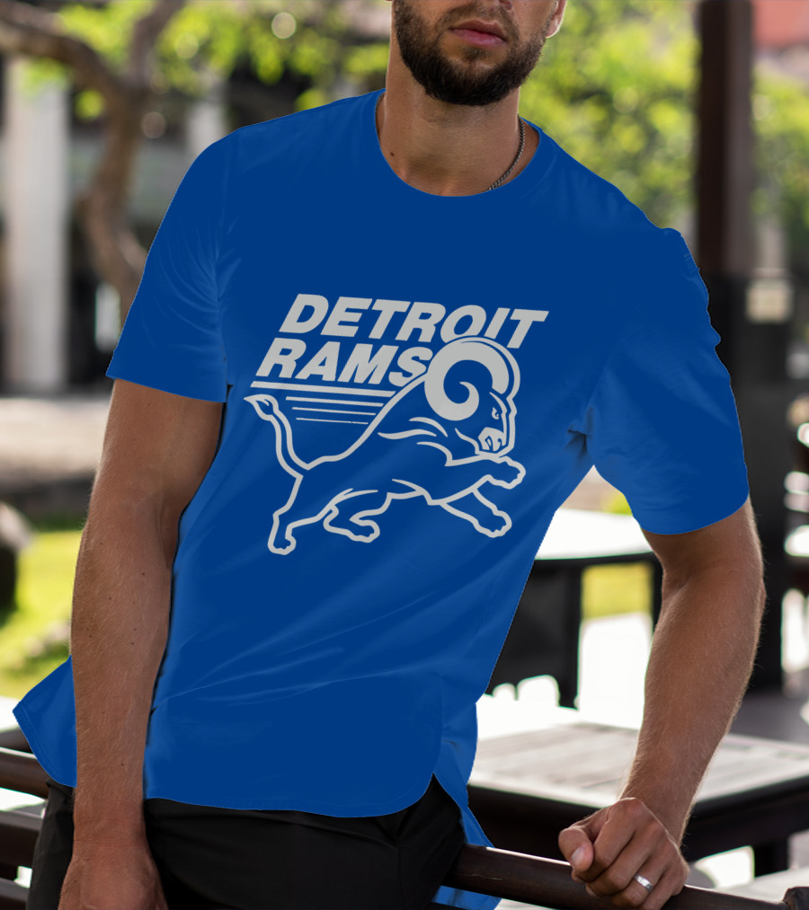 Detroit Rams Football Team Logo Crossover Fan Merchandise T-Shirt