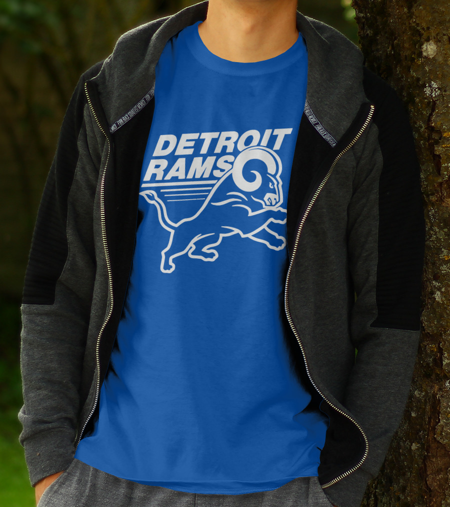 Detroit Rams Football Team Logo Crossover Fan Merchandise T-Shirt