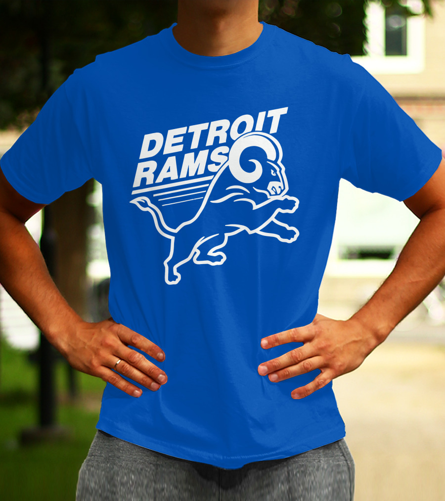 Detroit Rams Football Team Logo Crossover Fan Merchandise T-Shirt