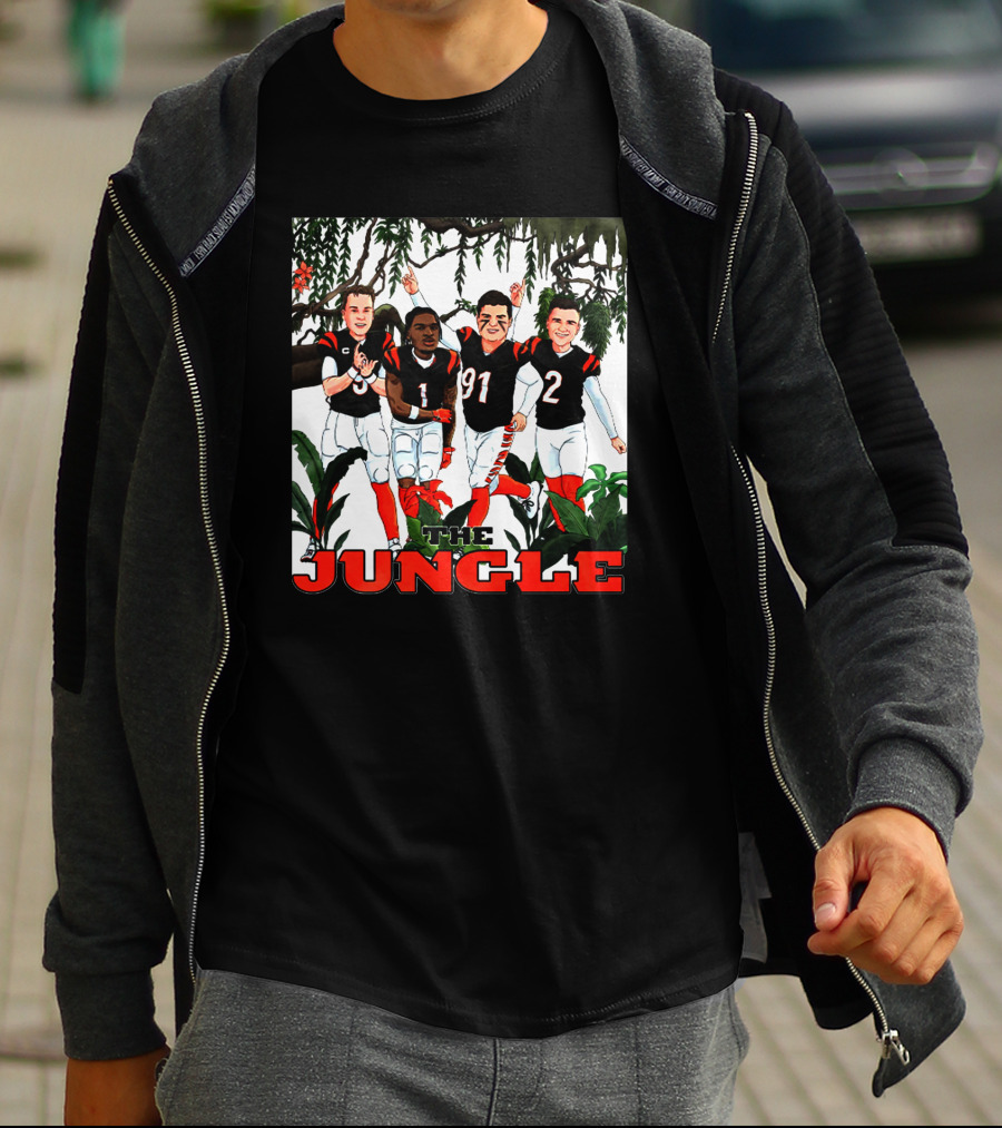 The Jungle Football Players In Team Jerseys Celebrating In Forest T-Shirt