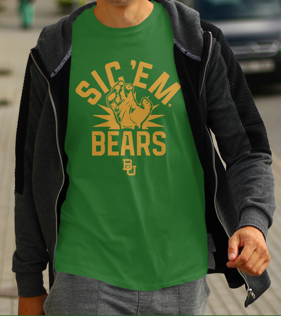 Sic 'Em Bears BU Baylor Paw Green Gold T-Shirt