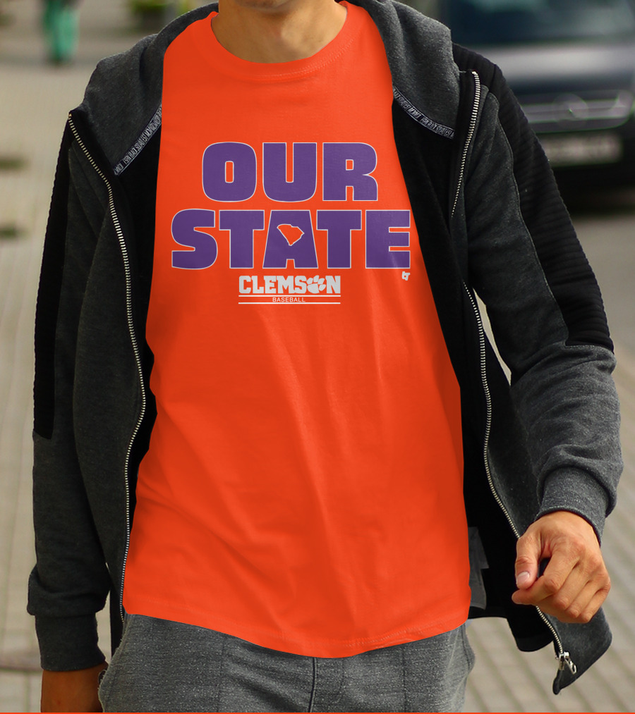 Clemson Baseball Our State South Carolina Outline T-Shirt