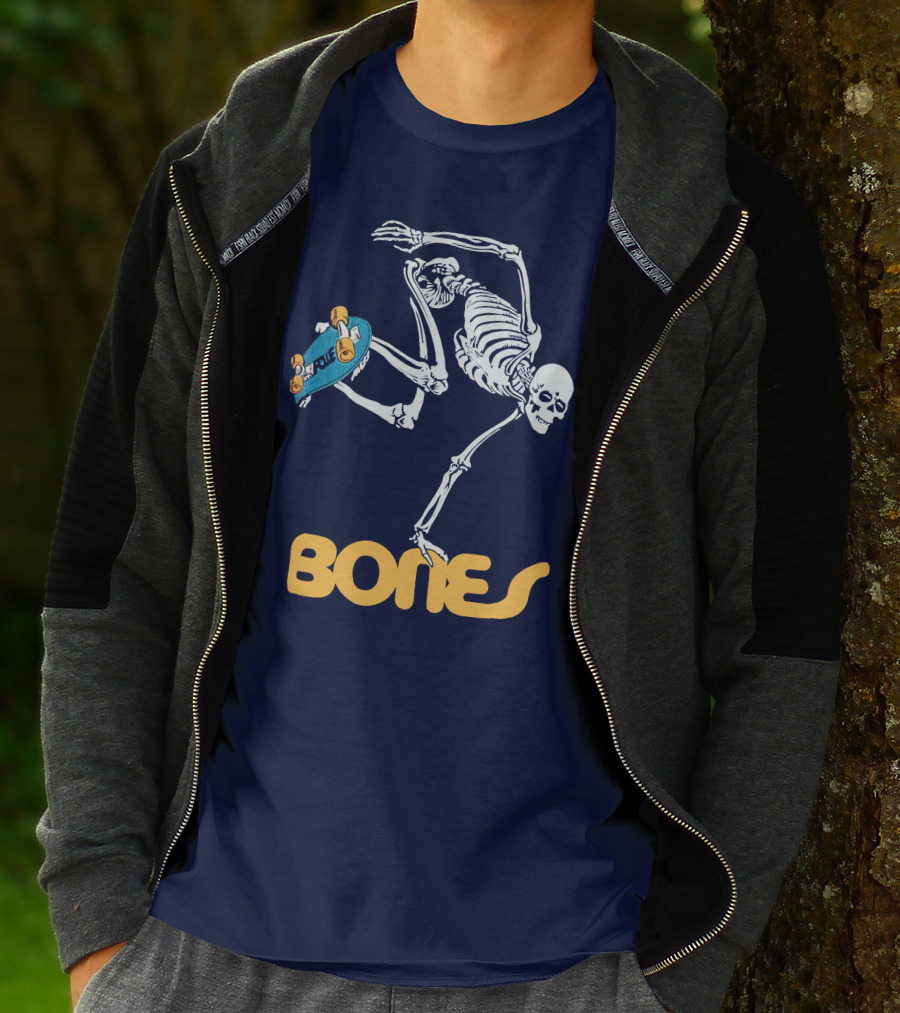 Bones Brigade Skeleton On Skateboard T-Shirt
