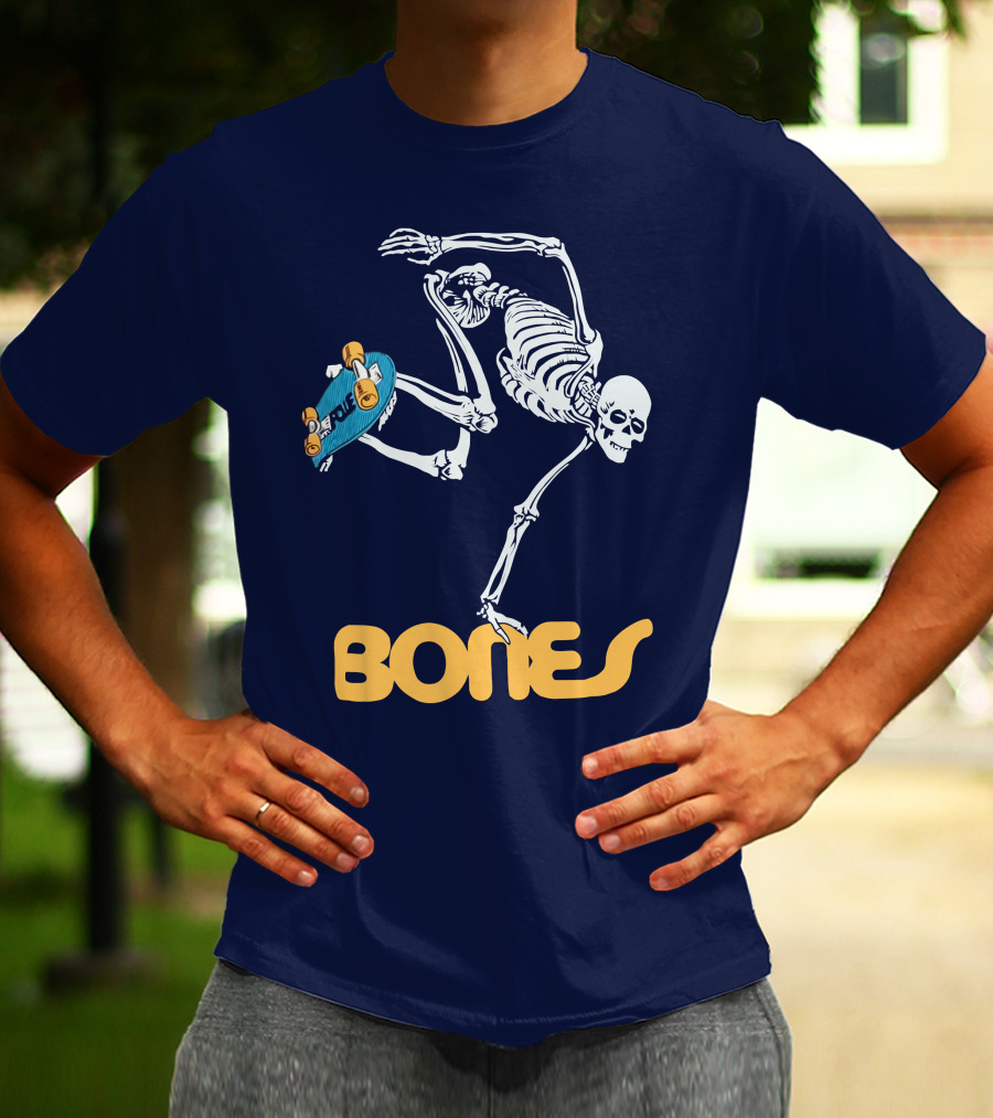 Bones Brigade Skeleton On Skateboard T-Shirt