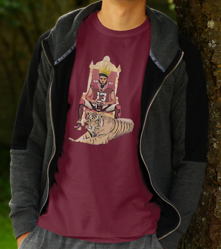 Jordan Travis College King Football Throne With Crown And Tiger T-Shirt