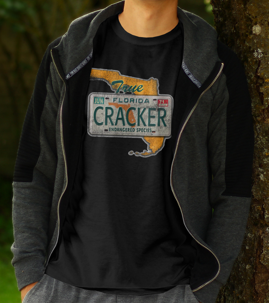 True Florida Cracker Endangered Species License Plate Map T-Shirt