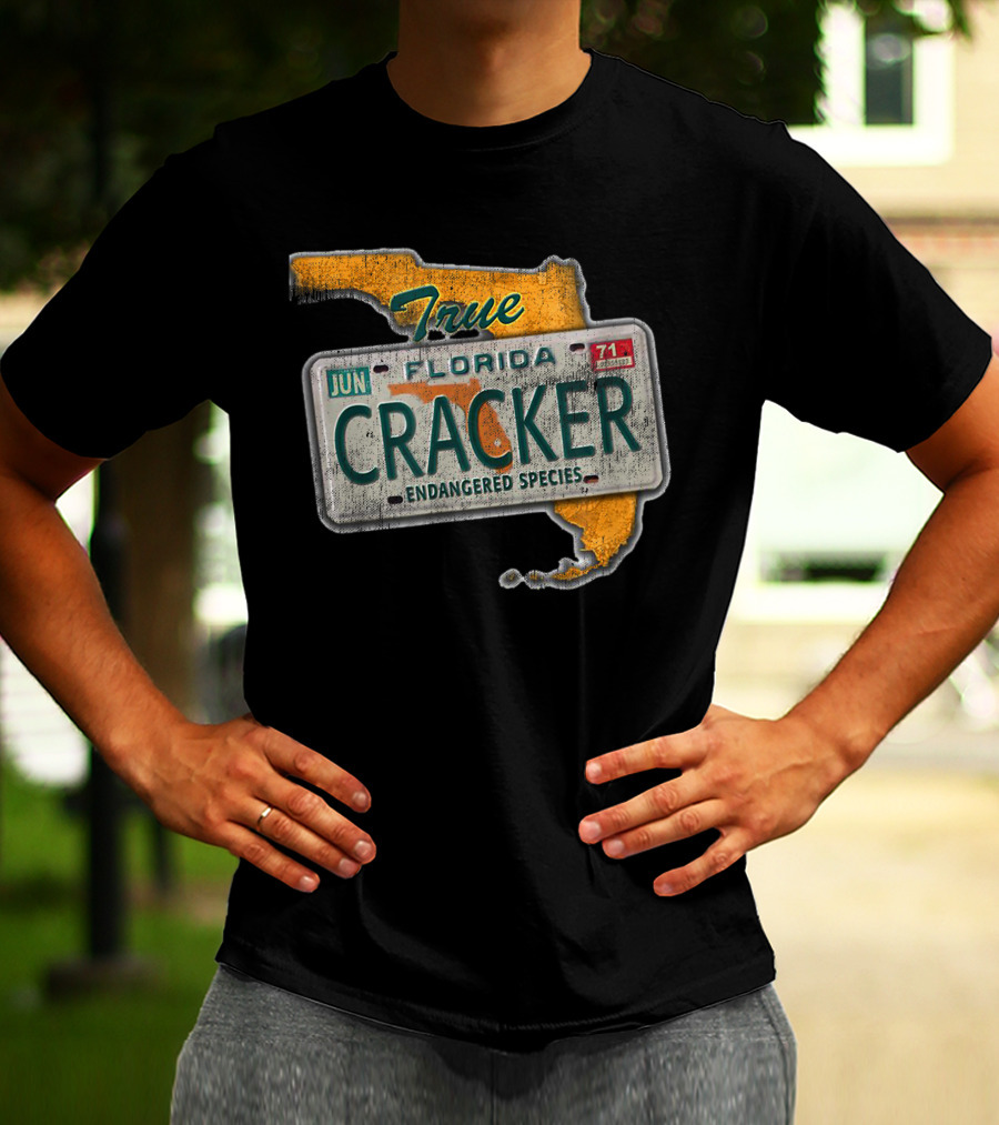 True Florida Cracker Endangered Species License Plate Map T-Shirt