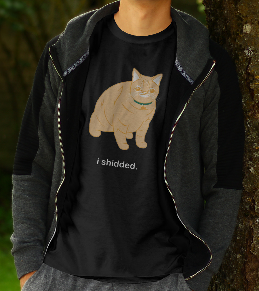 I Shidded Cat Orange Feline With Green Collar T-Shirt