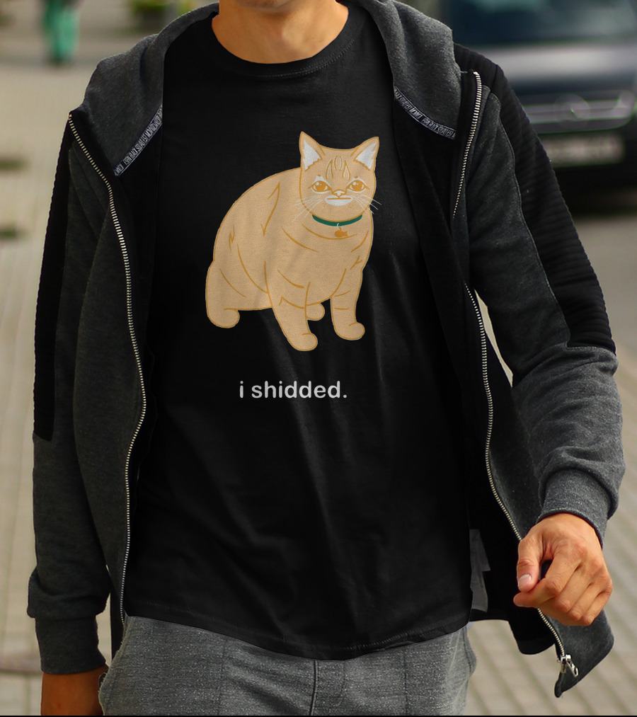 I Shidded Cat Orange Feline With Green Collar T-Shirt
