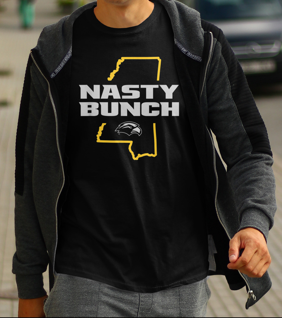 Southern Miss Golden Eagles Nasty Bunch Mississippi Outline T-Shirt