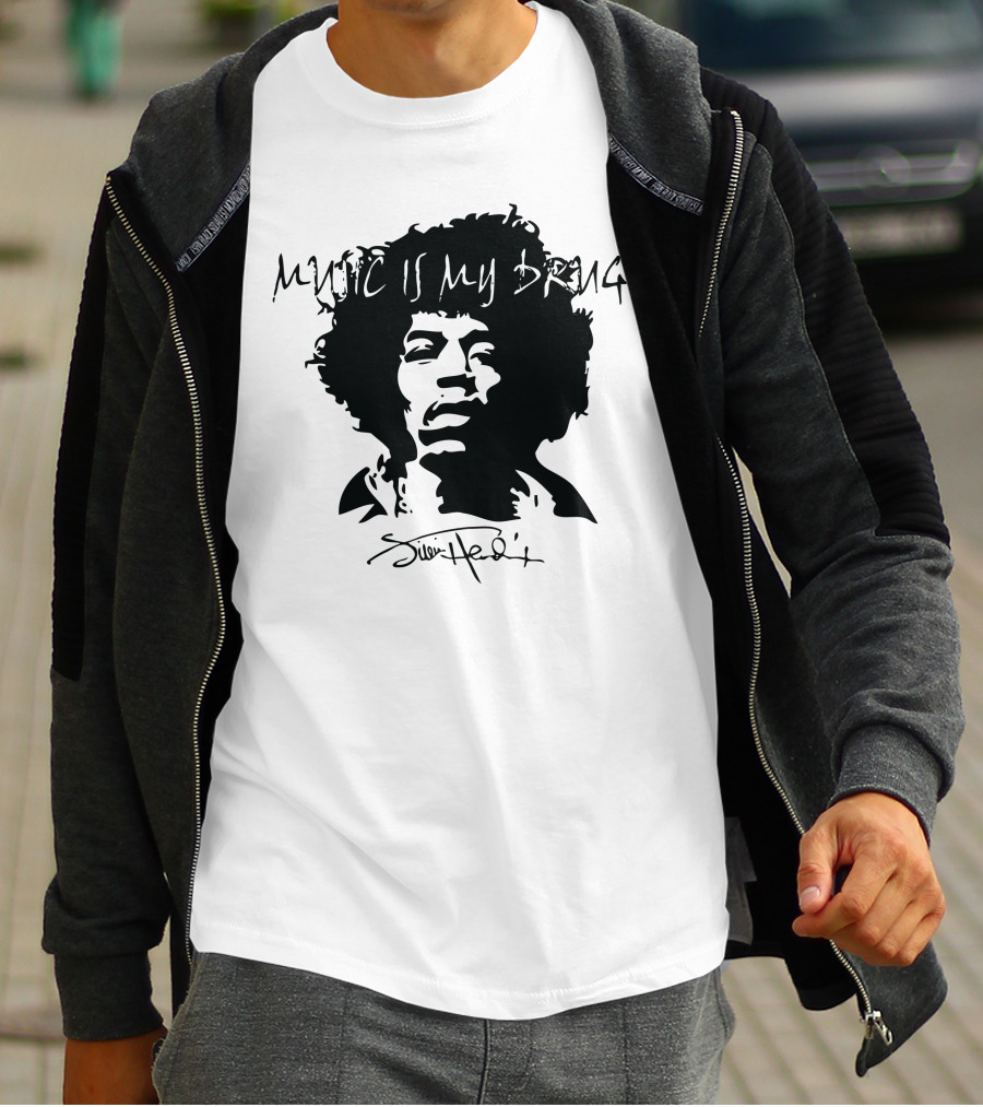 Jimi Hendrix Music Is My Drug Face T-Shirt