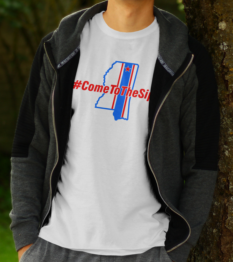 ComeToTheSip Mississippi Map Blue Red Star T-Shirt