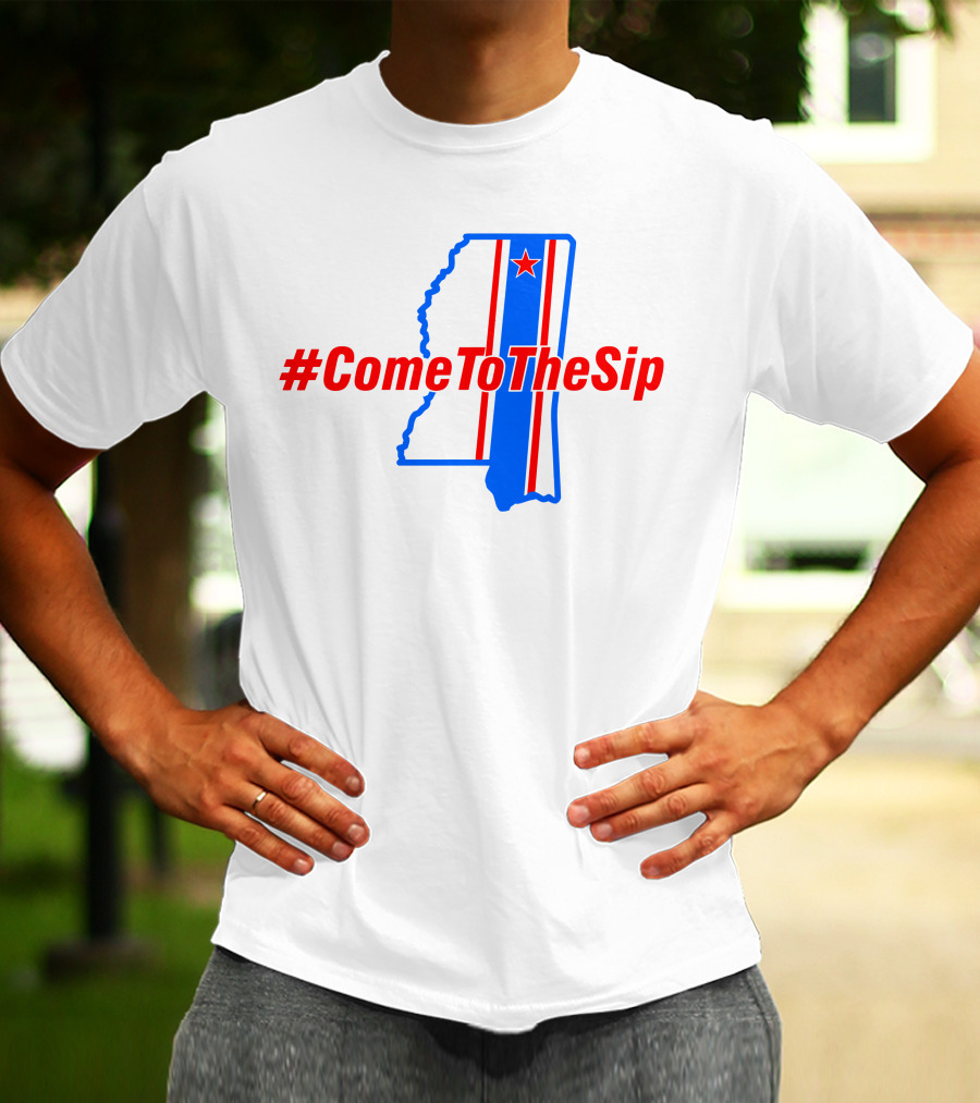 ComeToTheSip Mississippi Map Blue Red Star T-Shirt