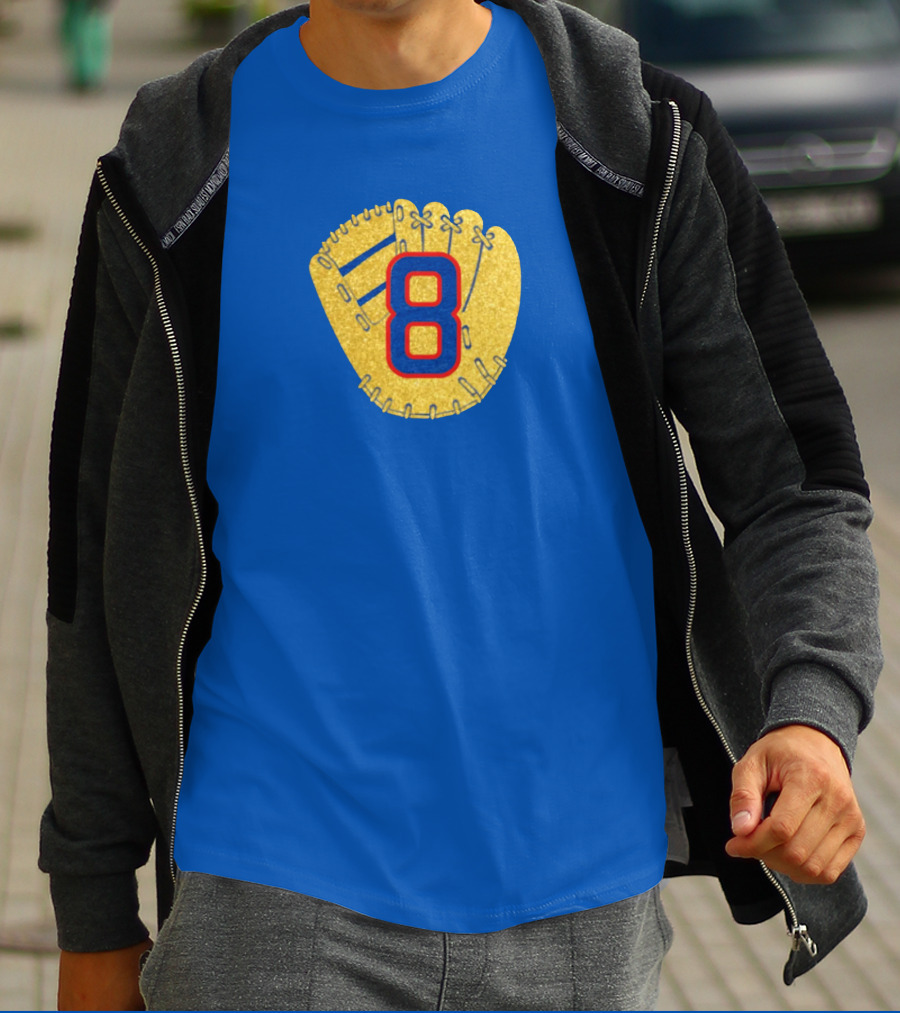 Gold Glove 8 Blue Background T-Shirt